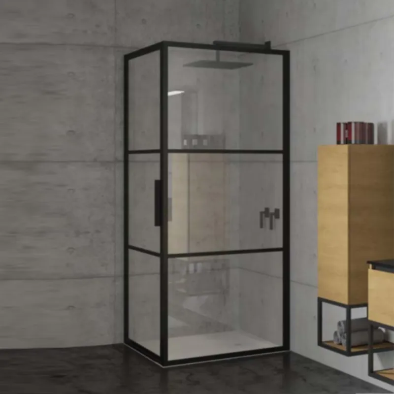 Direct Verzonden Douchecabine Riho Grid met Klapdeur 80x80 cm 6mm Helderglas Zwarte Profielen