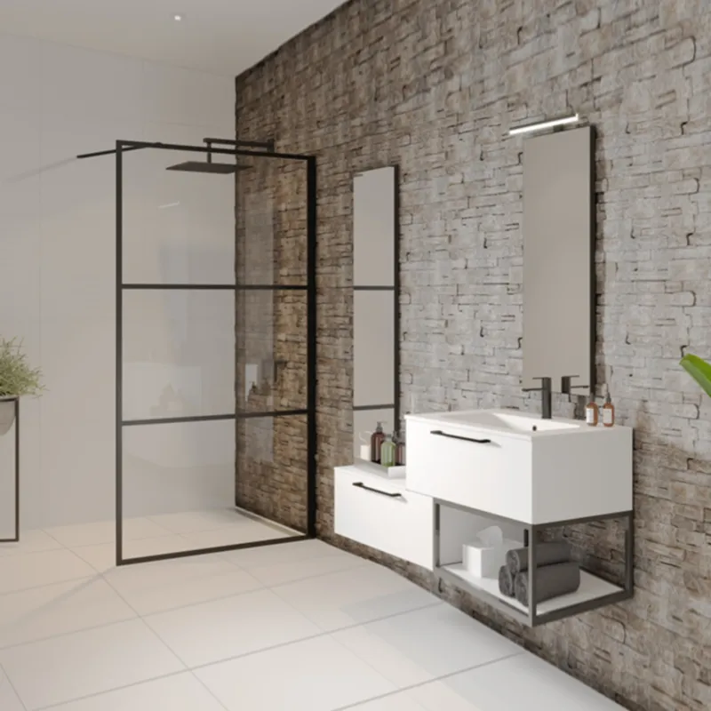 Inloopdouche Riho Grid 90x200 cm 6 mm Helderglas Zwarte Profielen Shop Nu