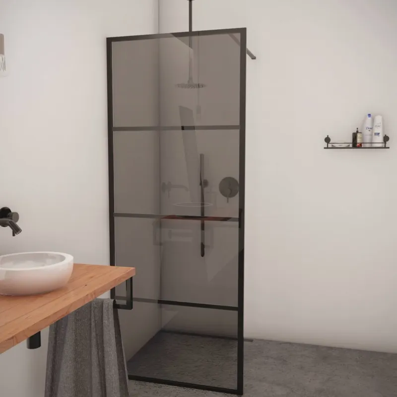 BWS Inloopdouche Smoke Frame 90x200 cm Rookglas Mat Zwart Raster Korting