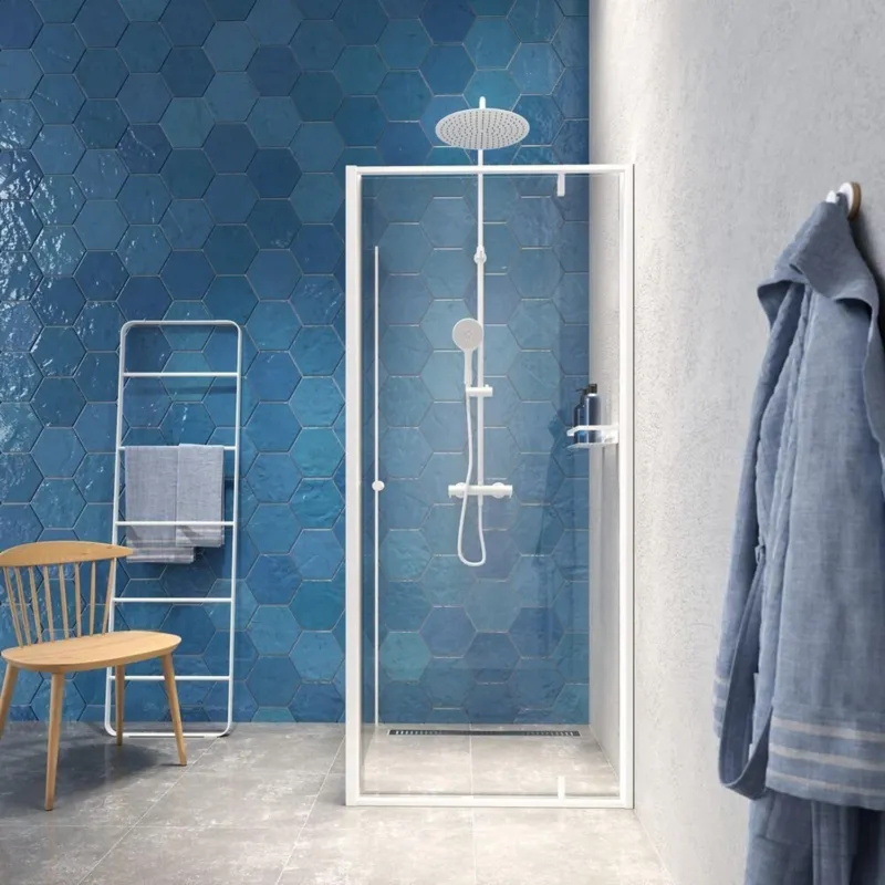 Draaideur Met Zijwand Sealskin Contour 90x90x200 cm Helder Glas 6 mm Mat Wit Superprijs