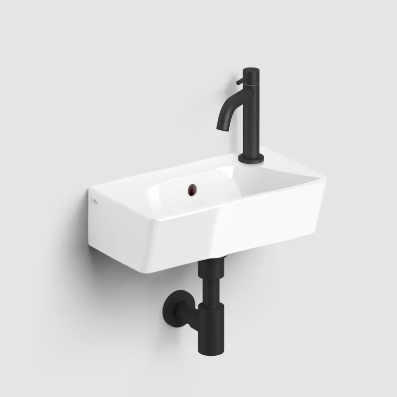 Aanbieding Fonteinset Clou InBe Set 6 Incl. Mat Zwarte Toebehoren 11x40.5 Cm Glanzend Wit