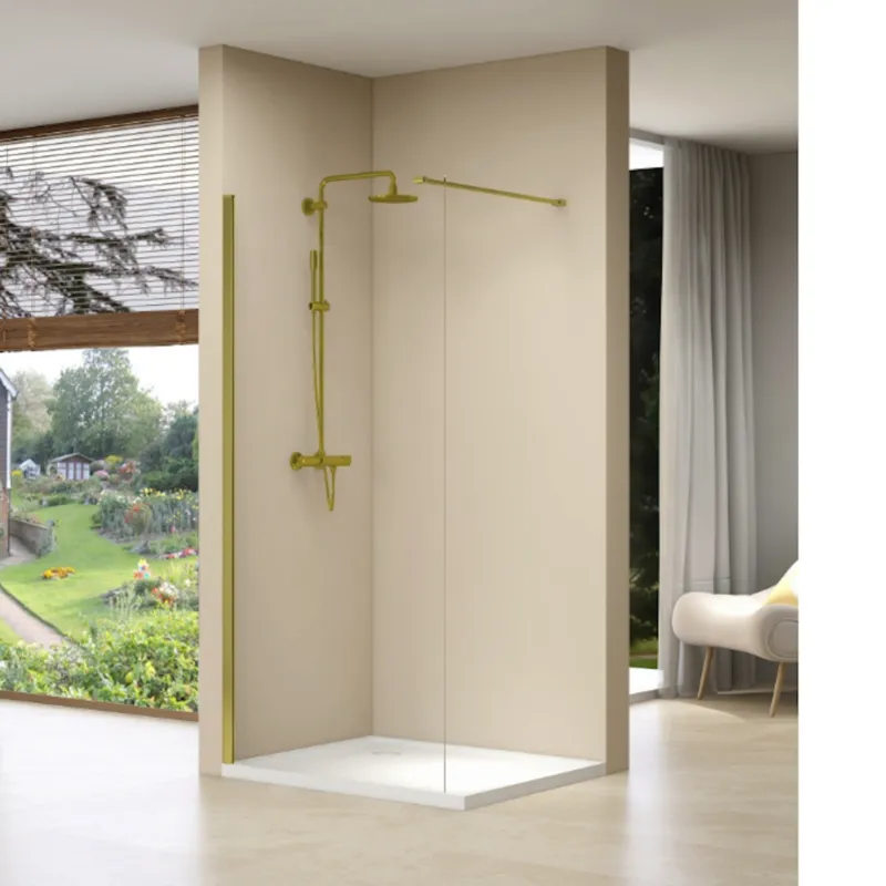 Inloopdouche Van Rijn Products Vaste Wand 39-41 x 200 cm Helder Glas en Gouden Muurprofiel Nu Kopen