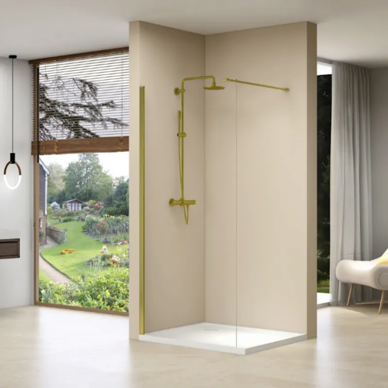 Inloopdouche Van Rijn Products Vaste Wand 110 x 200 cm Helder Glas Incl Stabilisatiestang en Gouden Muurprofiel Populair