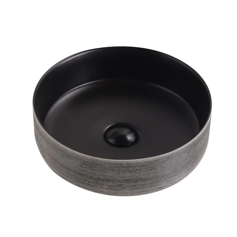 Waskom BWS Keramiek Met Geborsteld Zilver Relief 36 cm Zwart Veilige Betaling