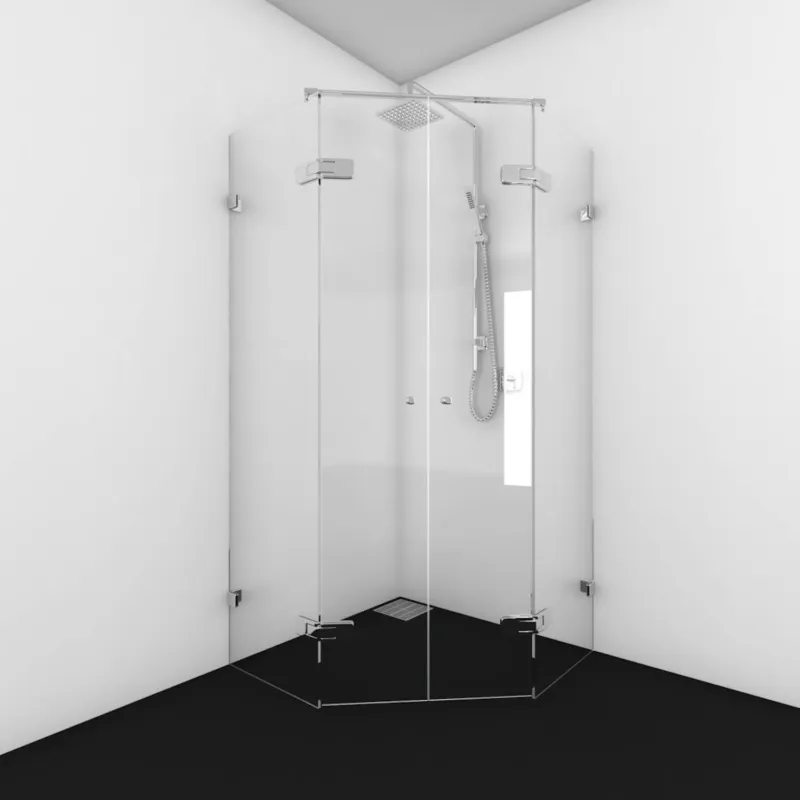 Gratis Retour Douchecabine Van Rijn Products Vijfhoek Helder Glas Met Dubbele Deur 200x100 cm Ronde Knop