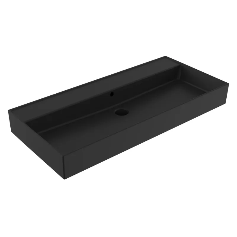 Favoriet Wastafel Sanilux Edge Keramiek 100 0 Kraangaten Mat Zwart