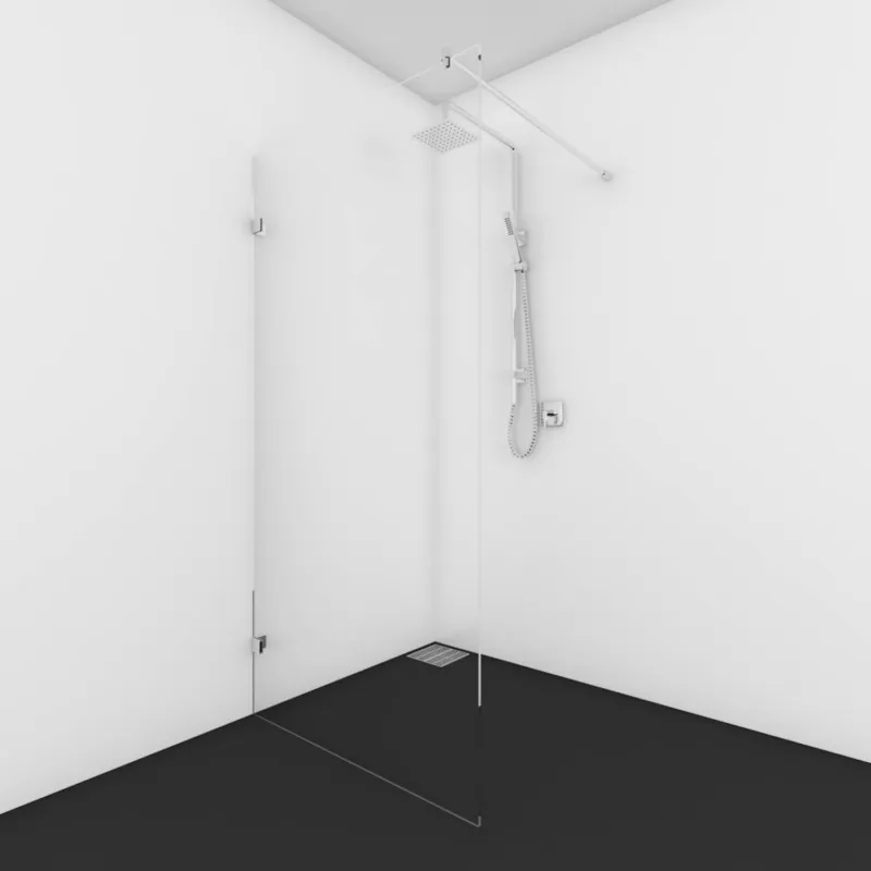 Douchewand Van Rijn Helder Glas Met Haakse Wand Incl Stabilisatiestang 200x120x50 cm Bestseller