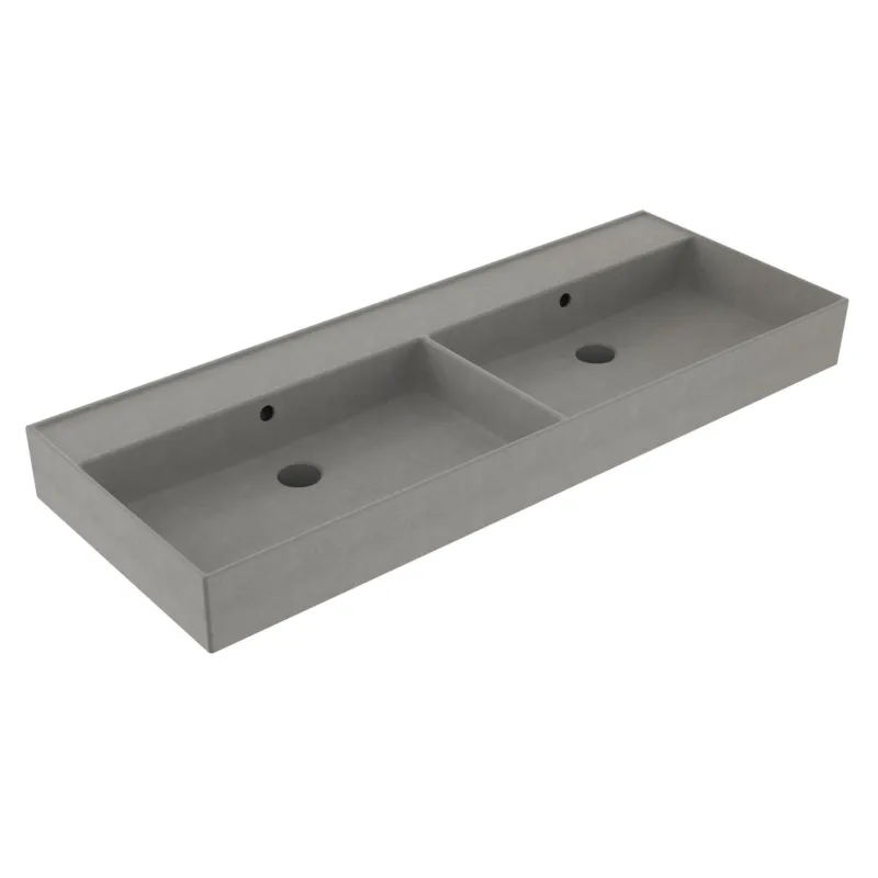 Wastafel Sanilux Edge Keramiek 120 Dubbele Wasbak 0 Kraangaten Warm Beton Meest Verkocht