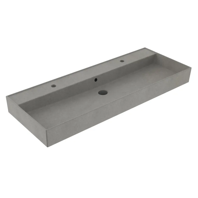Wastafel Sanilux Edge Keramiek 120 Enkele Wasbak 2 Kraangaten Warm Beton Betaalbaar