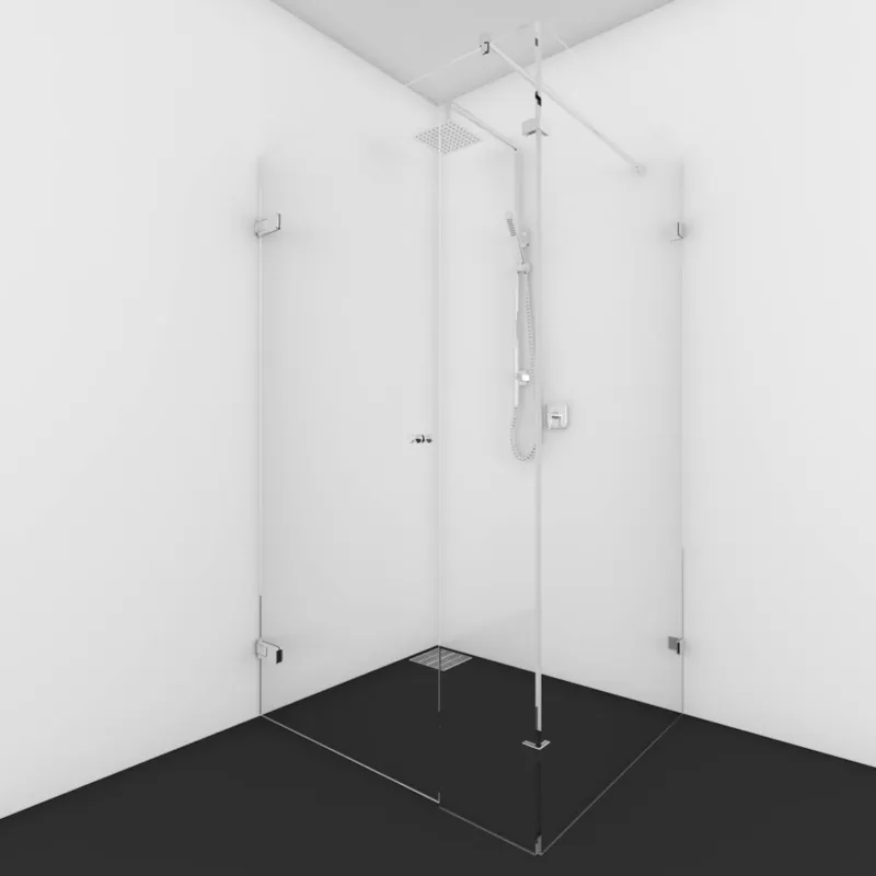 Dagaanbieding Nisdeur Met Vast Deel incl. Stabilisatie Van Rijn Products 8mm Helder Glas HxB Max 200x100-140 cm Ronde knop