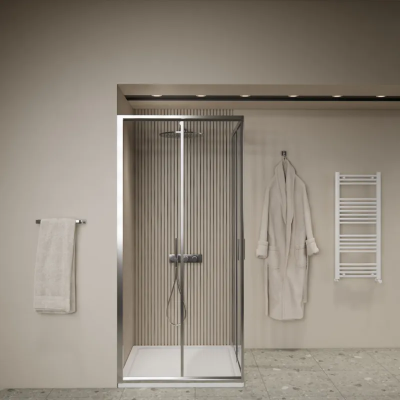Beste Prijs Douchecabine Dubbele Schuifdeur BWS Luad 100x80x190 cm Chroom