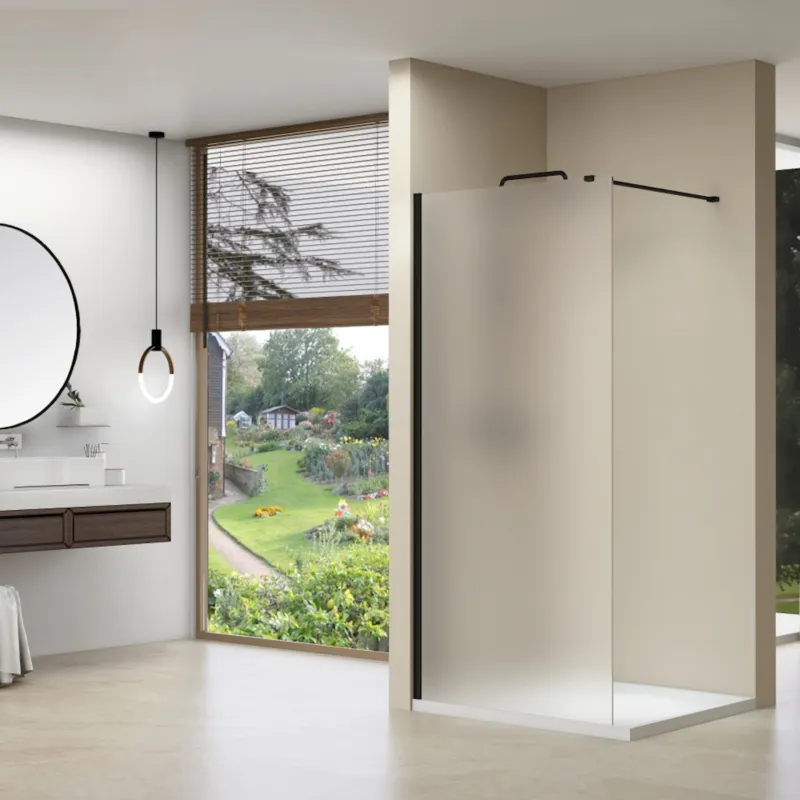 Hete Deal Inloopdouche Van Rijn ST01 120x200 cm Melkglas 8 mm Met Stabilisatiestang Zwart