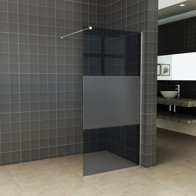 Must-Have AQS Inloopdouche Pro Line Rookglas met Middenband 8mm Nano Coating Chroom Profiel en Stang (ALLE MATEN)