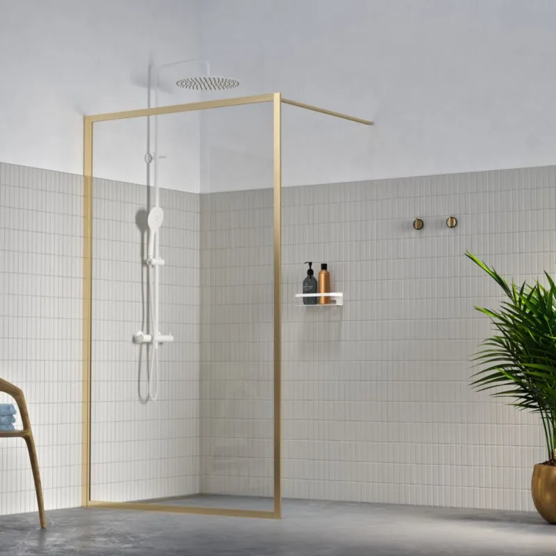 Actieprijs Inloopdouche Sealskin Contour Type A3 118x200 cm, 6 mm Helder Veiligheidsglas met Antikalklaag Geborsteld Goud