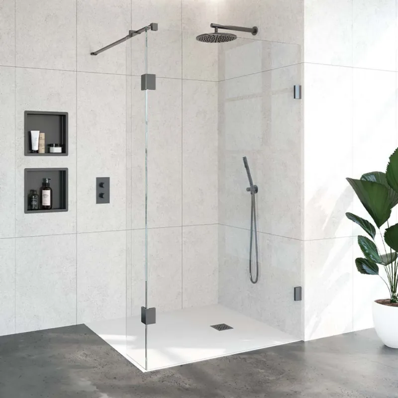 Aanbieding Inloopdouche Compleet Just Creating Profielloos 120/30 cm Gunmetal