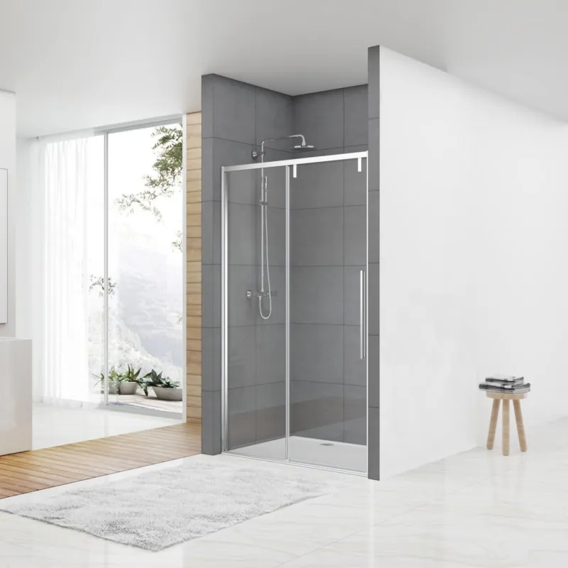 Superprijs Nisdeur Van Rijn ST06 Schuifdeur Met Vaste Wand 120x200 cm 8 mm Soft Close Chroom