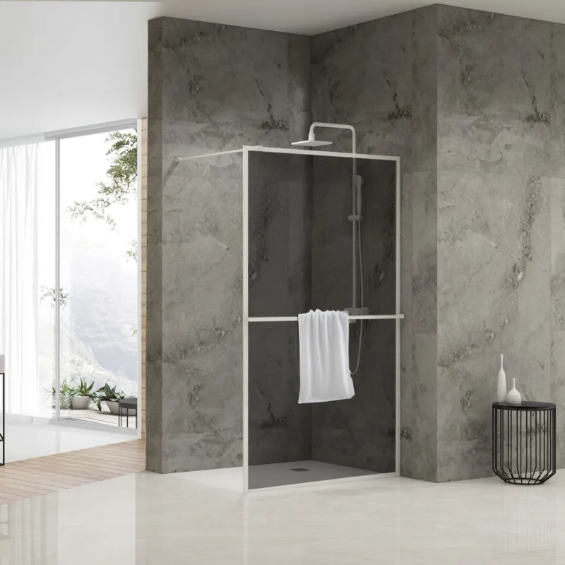 Inloopdouche Van Rijn ST04 Met Handdoekstang 90x200 cm 8 mm Rookglas Wit Superprijs