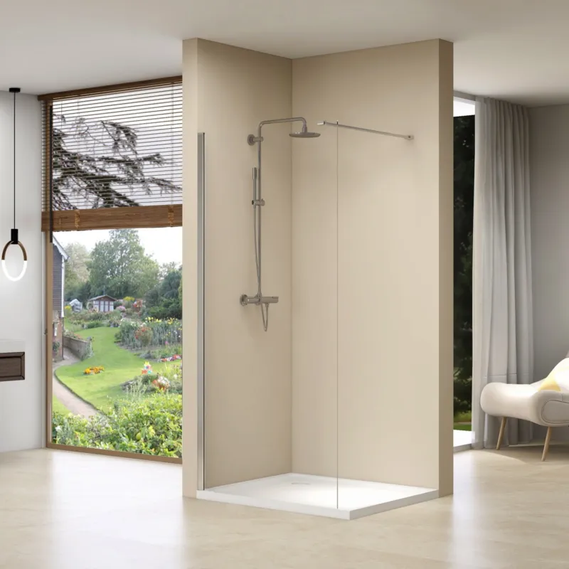Inloopdouche Van Rijn ST01 Met Stabilisatiestang 100x200 cm Helder Glas 8 mm RVS Favoriet