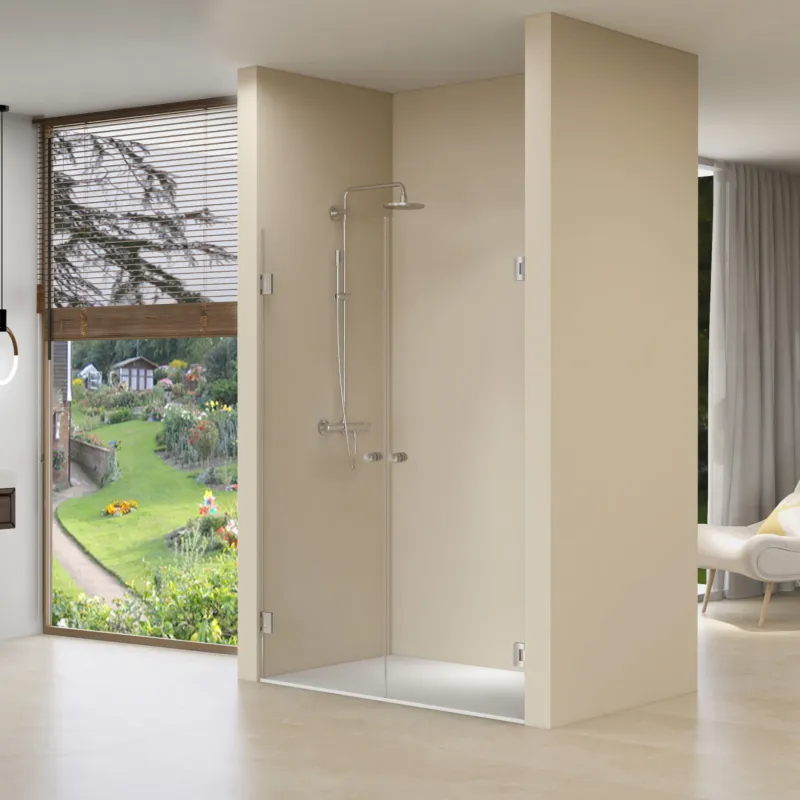Dubbele Nisdeuren Van Rijn ST01 Helder Glas 100x200 cm 8 mm Zwart Hoge Kwaliteit