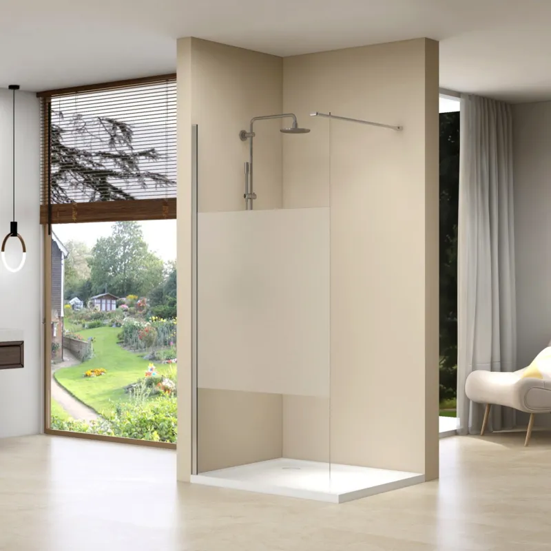 Premium Inloopdouche Van Rijn ST01 Met Stabilisatiestang En Middenband 110x200 cm 8 mm Chroom