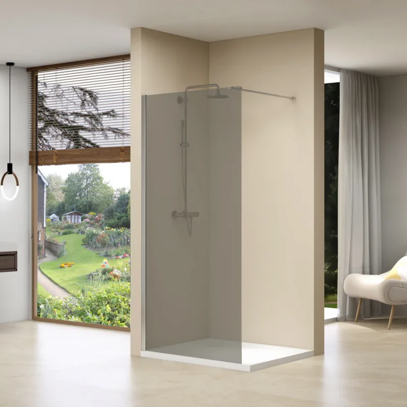 Beste Prijs Inloopdouche Van Rijn ST01 Met Stabilisatiestang 100x200 cm Rookglas 8 mm RVS
