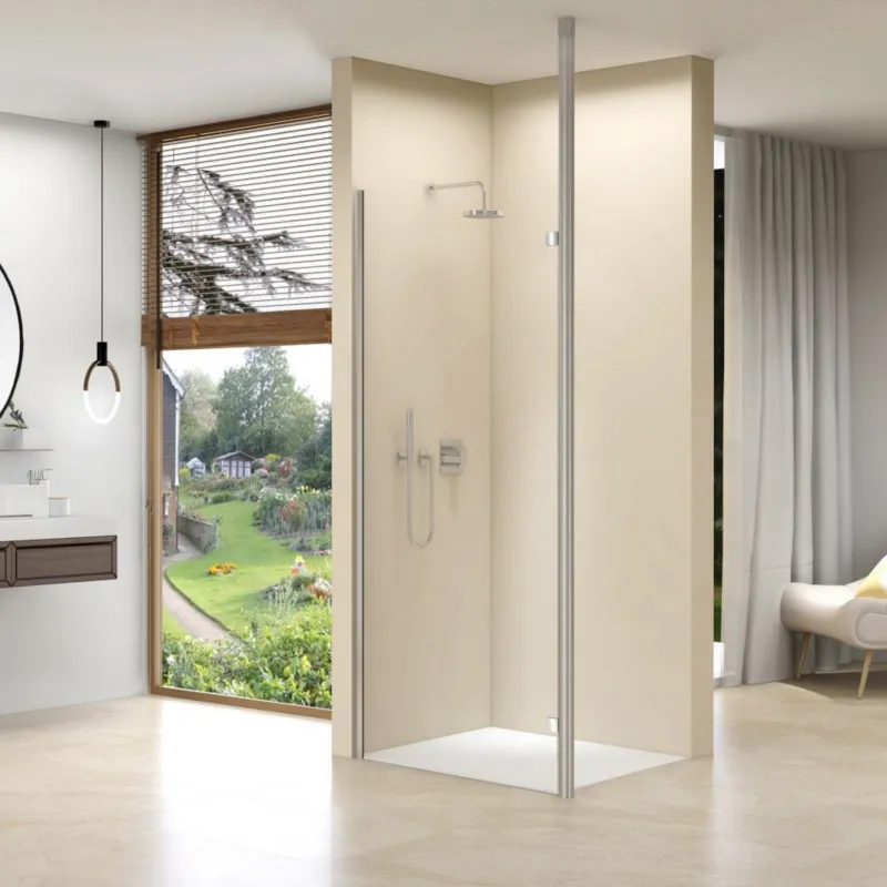 Inloopdouche Van Rijn ST01 Met RVS Staander 50 mm 46x200 cm Helder Glas 8 mm Bestseller
