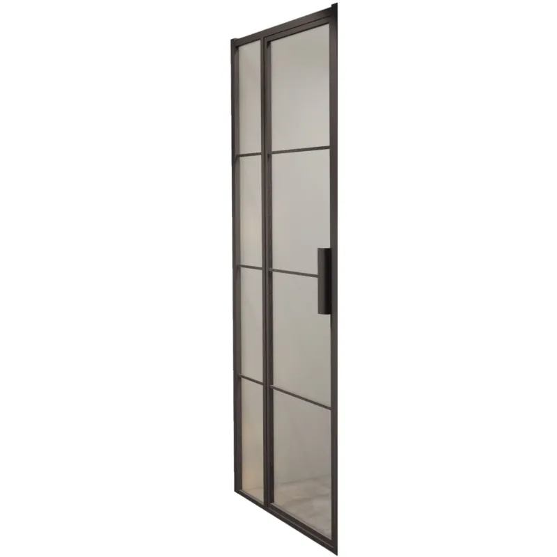 Direct Verzonden Aquasplash Douchecabine Deur Frame met Vast Paneel 89x200 cm 8 mm NANO Glas Mat Zwart Raster