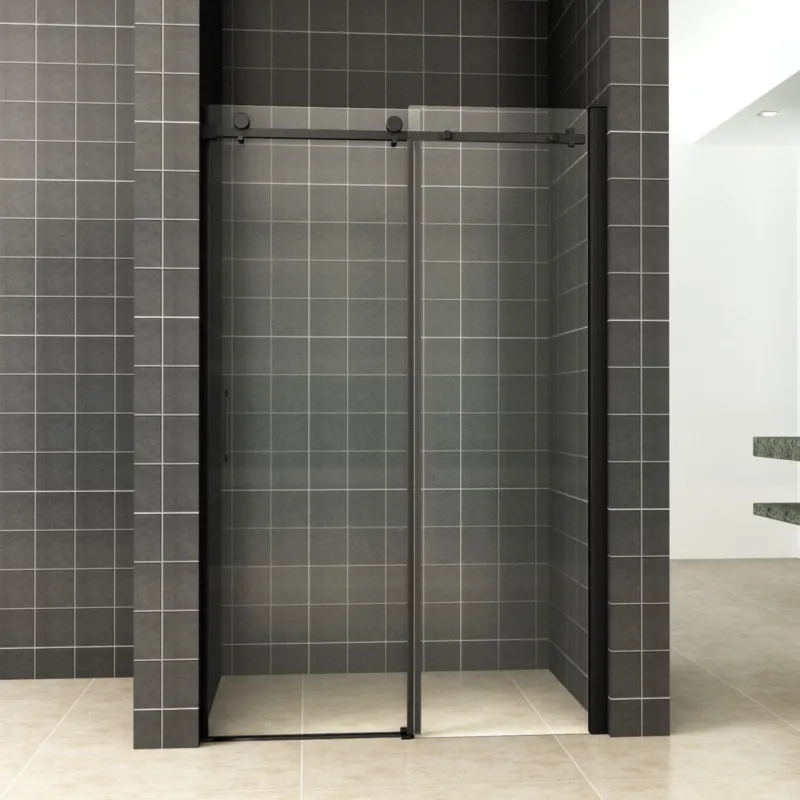 Nisdeur Wiesbaden Schuifbaar 2-Delig 120x200 cm 8 mm Nano Coating Mat Zwart Nieuw