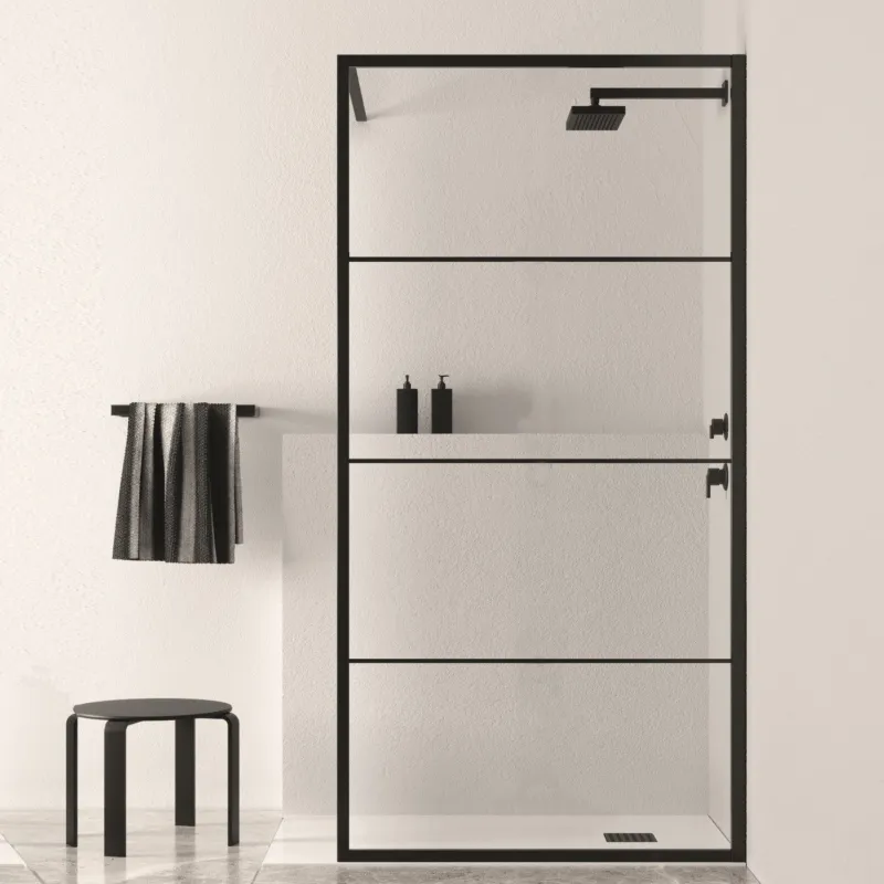 Inloopdouche BWS Black Line 160x200 cm 8mm NANO Glas Mat Zwart Raster Gecertificeerd