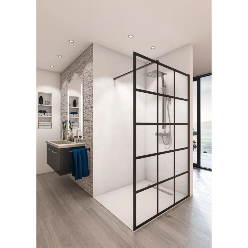 Inloopdouche BWS Free Time 100x200 cm Zwart Decor 3 Timeless Coating Mat Zwart Profiel Populair