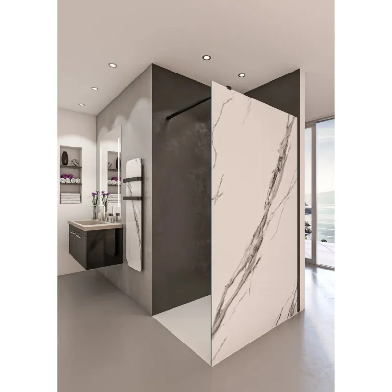 Flitsaanbieding Inloopdouche BWS Free Time 120x200 cm Marmer Glas Timeless Coating Mat Zwart Profiel