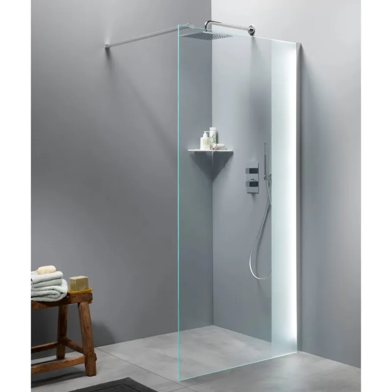Betaalbaar Inloopdouche BWS Free Time 100x200 cm Timeless Coating Met Strook Matglas Chroom