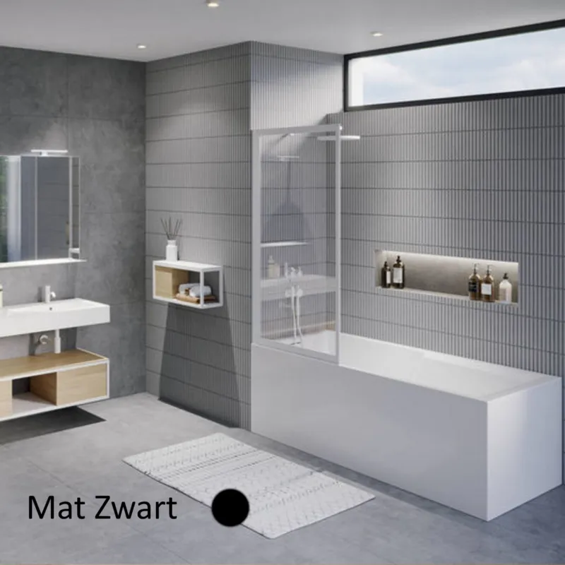 Badwand Riho Lucid GD501 Omkeerbaar Verstelbaar Aluminium 150x80 cm Mat Zwart Fabrieksprijs