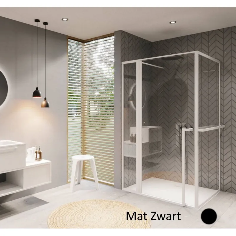 Douchecabine Riho Lucid XL GD203 Omkeerbaar Verstelbaar Aluminium 200x130x100 cm Mat Zwart Fabrieksprijs