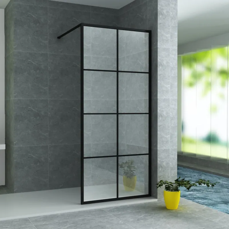 Goedkoop Douchewand BWS Black Nuance 140x200 cm Veiligheidsglas 8 mm Mat Zwart Raster