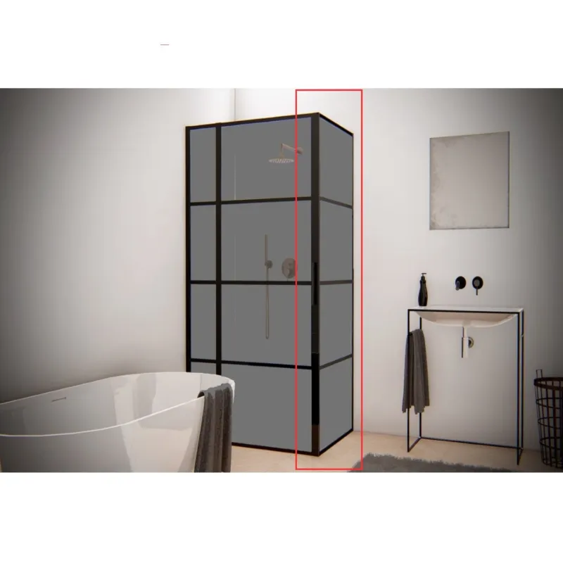 Exclusieve Aanbieding Zijwand voor AQS Douchecabine Smoke Frame 120x200 cm Rookglas Mat Zwart Raster