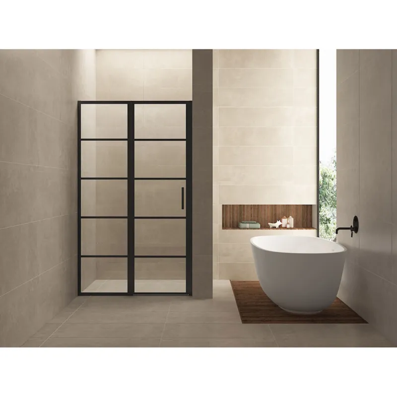 Nisdeur Horizon met Vast Paneel 110x200 cm 8 mm NANO Mat Zwart Gereduceerde Prijs