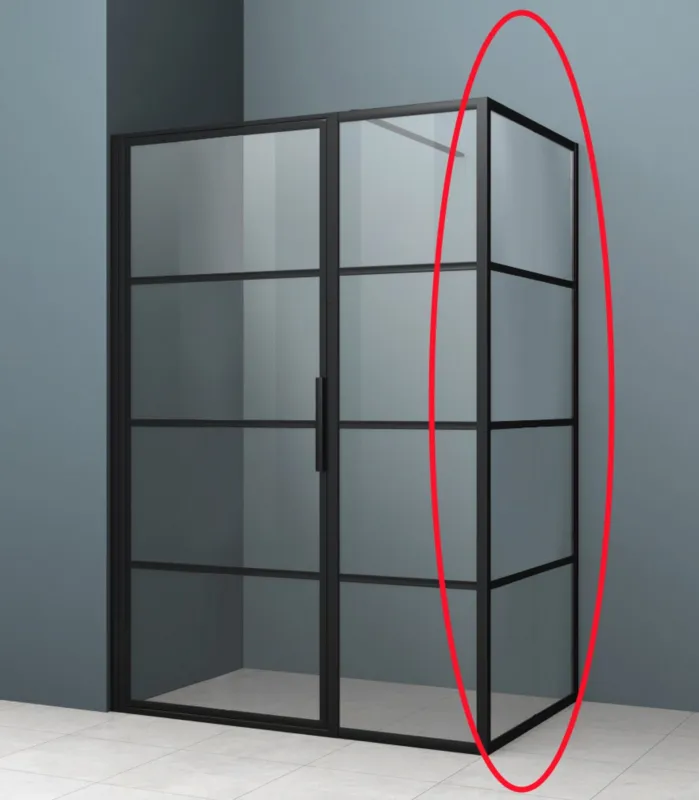 Zijwand voor Douchecabine Lacus Tremiti 78x200 cm Mat Zwart Aluminium Profiel Beperkte Voorraad