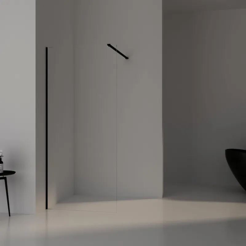 Beperkt Aanbod AQS Inloopdouche Pro Line Helder Glas Black Chrome Profiel en Stang (13 varianten)