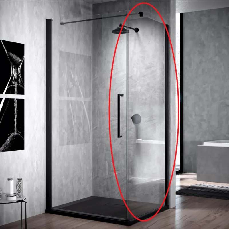 Korting Zijwand voor Douchecabine Novellini Young G+F Helder Glas 100x200 cm Mat Zwart Aluminium Profiel