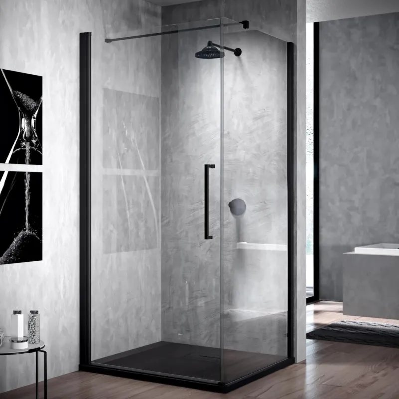 Douchedeur Draaibaar Novellini Young G+F Helder Glas 60 cm Mat Zwart Aluminium Profiel Gereduceerde Prijs