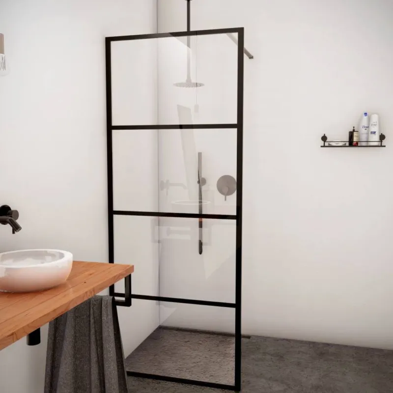 AQS Inloopdouche Frame 120x200 cm 8mm NANO Glas Mat Zwart Raster Flitsaanbieding