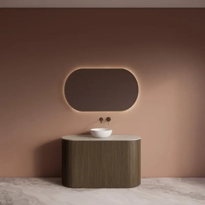 Gliss Design Divino badkamermeubel met ribbelfront 120cm ash grey met wit marmer toppaneel Hete Deal