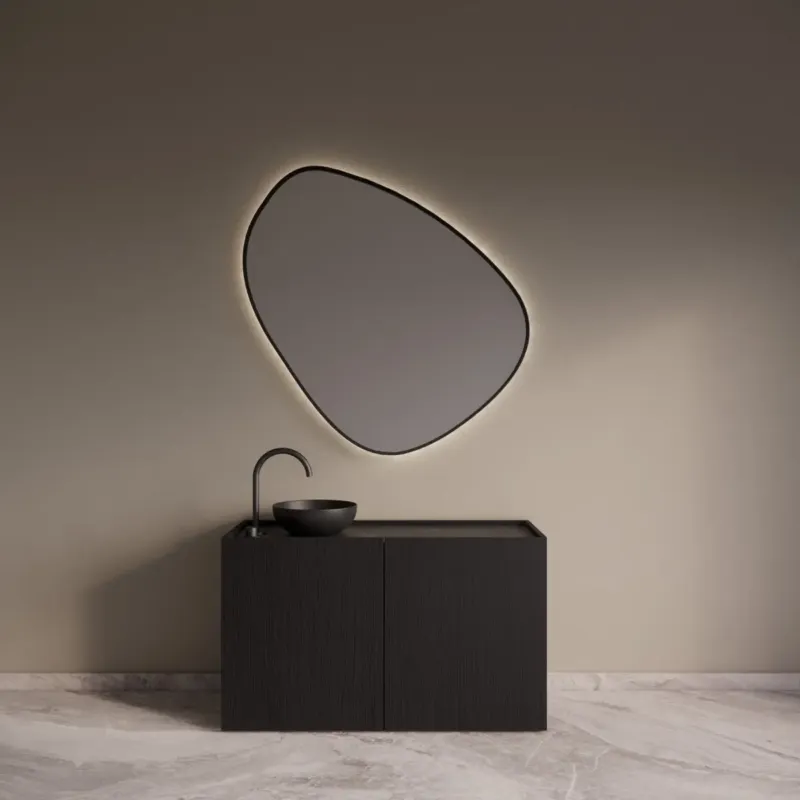 Gliss Design Norello badkamermeubel 120cm black veneer met zwart leisteen toppaneel Speciale Aanbieding
