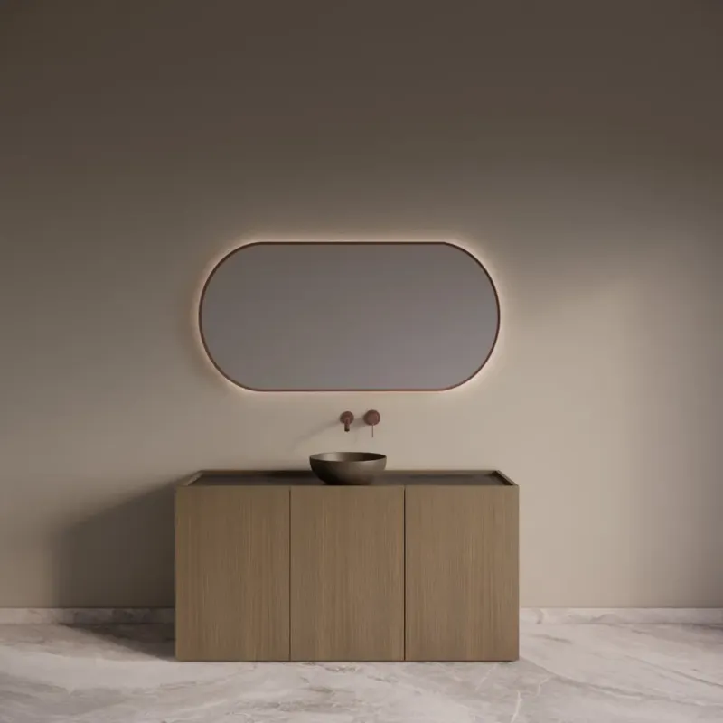 Rechtstreeks Van De Fabrikant Gliss Design Norello badkamermeubel 160cm ash grey met zwart leisteen toppaneel