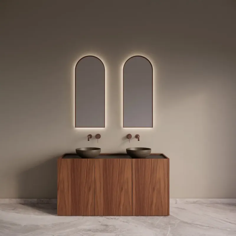 Shop Nu Gliss Design Norello badkamermeubel 160cm walnoot met zwart leisteen toppaneel