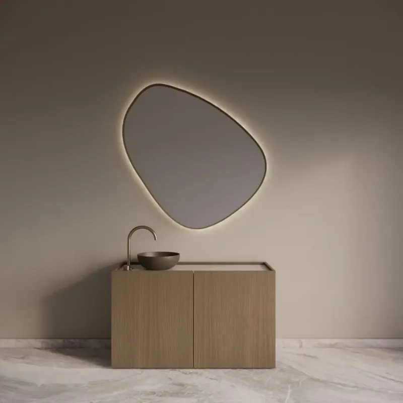 Express Levering Gliss Design Norello badkamermeubel 120cm ash grey met wit marmer toppaneel