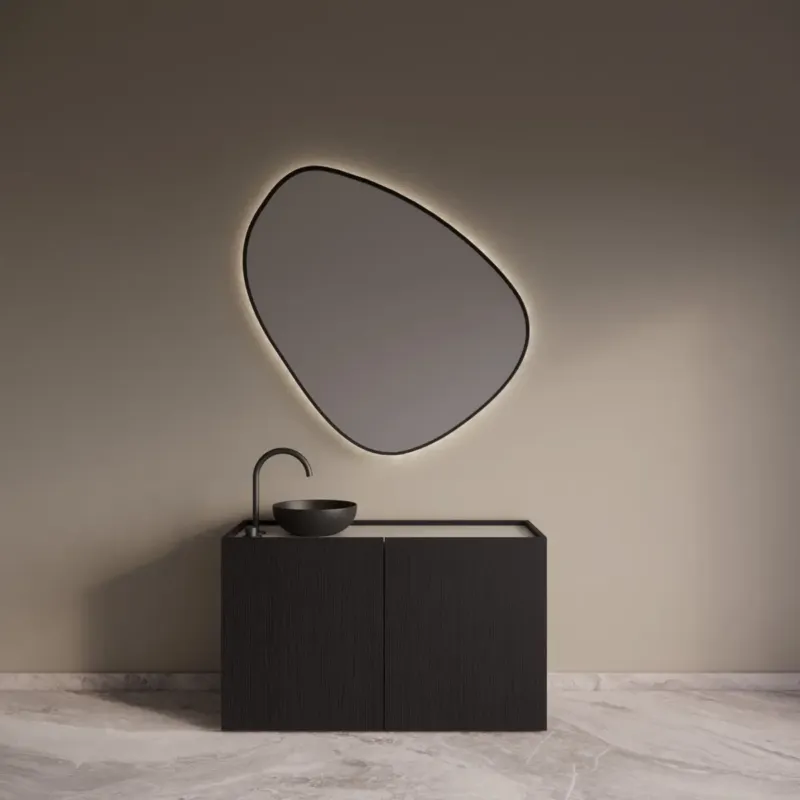 Gliss Design Norello badkamermeubel 120cm black veneer met wit marmer toppaneel Gereduceerde Prijs