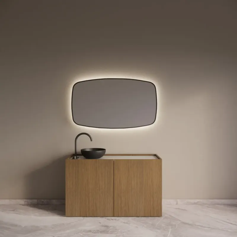 Hete Deal Gliss Design Norello badkamermeubel 120cm castle brown met wit marmer toppaneel