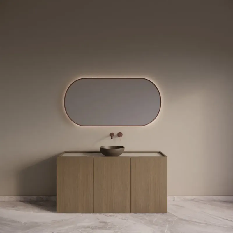 Must-Have Gliss Design Norello badkamermeubel 160cm ash grey met wit marmer toppaneel